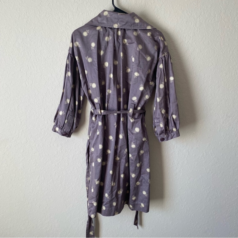 Anthropologie | Elevenses Novelty Print Floral Wrap Trench Coat Size 4 Purple - Picture 9 of 10